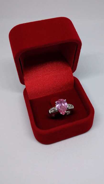 pink teardrop gemstone ring